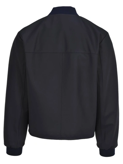 Shop Prada Reversible Collared Jacket In Blue