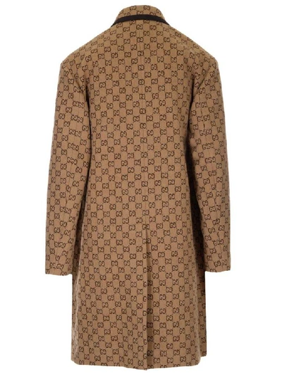 Shop Gucci Gg Jacquard Coat In Beige