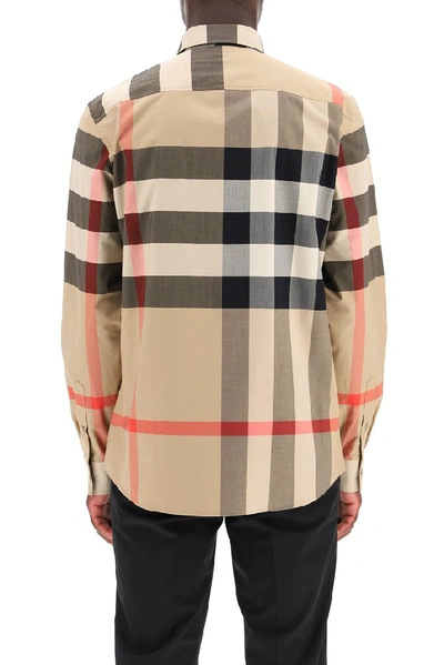 Shop Burberry Checked Print Shirt In Beige