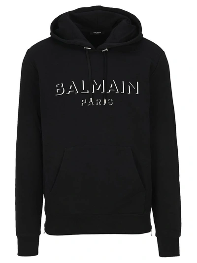 Shop Balmain 3d Logo Hoodie In Black