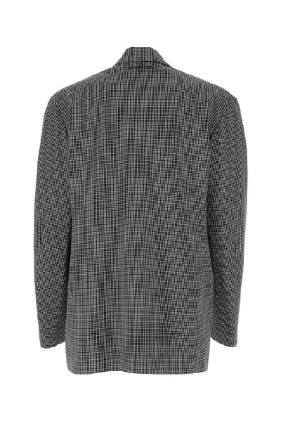 Shop Balenciaga Checked Tailored Blazer In Grey