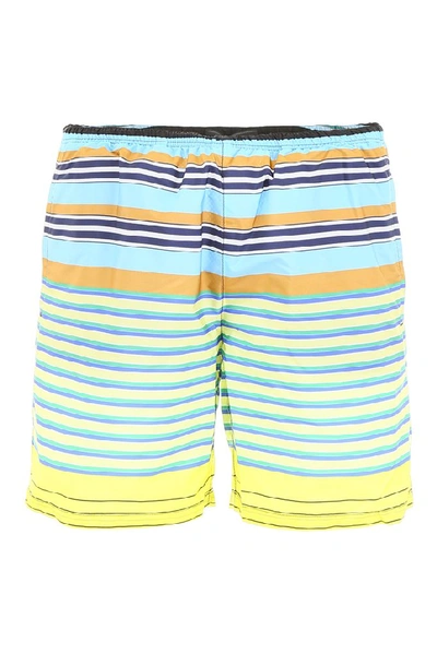 Shop Prada Striped Swim Shorts In Multi