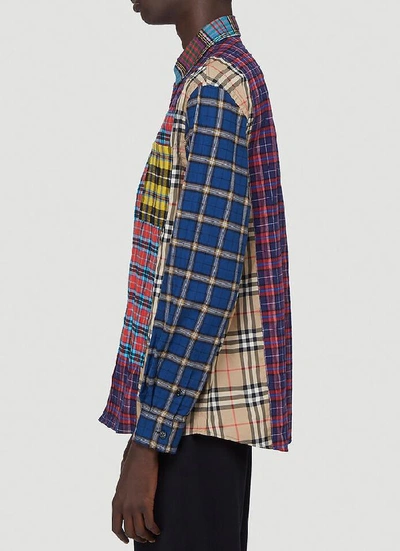 Shop Burberry Patchwork Check Oversized Shirt In Multi