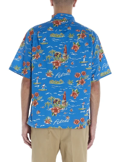 Shop Prada Hawaiian Print Shirt In Blue