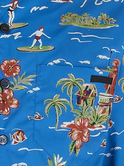 Shop Prada Hawaiian Print Shirt In Blue