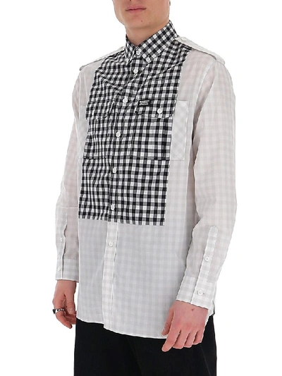 Shop Burberry Contrasting Checked Shirt In White