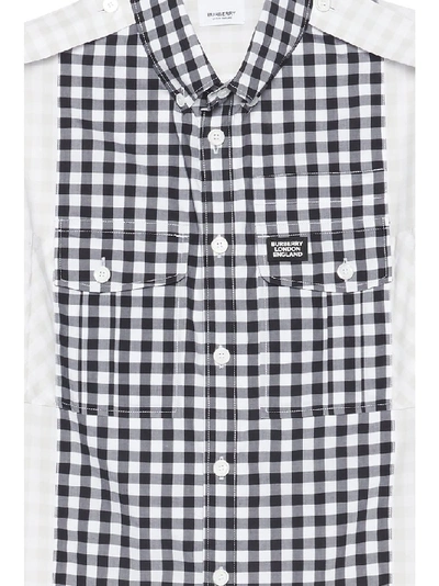 Shop Burberry Contrasting Checked Shirt In White