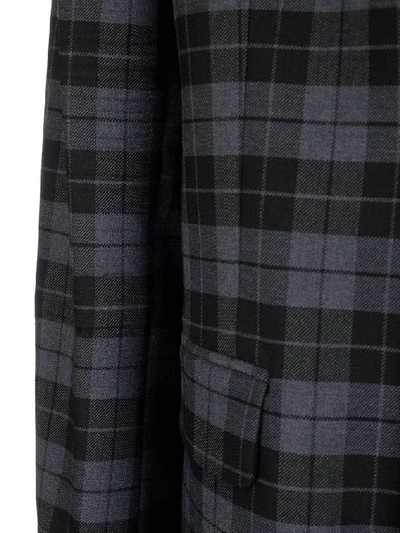 Shop Balenciaga Double Breasted Checked Coat In Grey