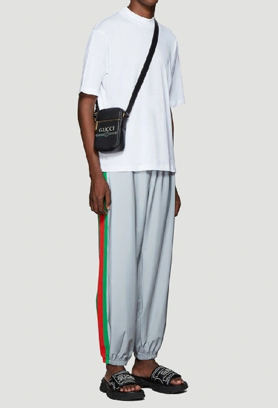 Shop Gucci Reflector Web Sweatpants In Grey