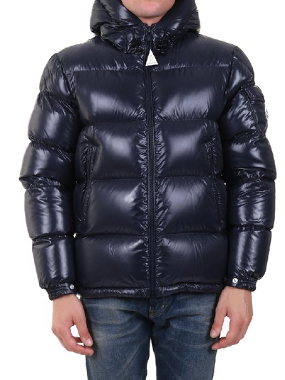 Shop Moncler Ecrins Hooded Down Jacket In Blue