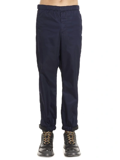 Shop Prada Strap Ankle Trousers In Blue