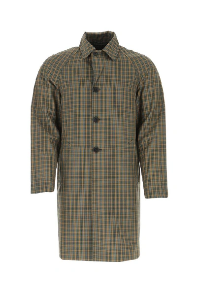 Shop Prada Checked Coat In Multi