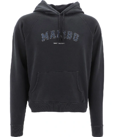 Shop Saint Laurent Malibu Logo Hoodie In Black