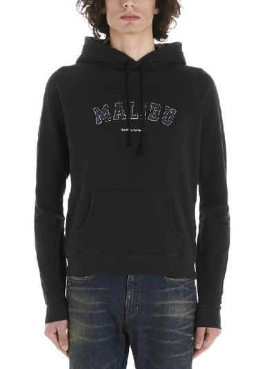 Shop Saint Laurent Malibu Logo Hoodie In Black