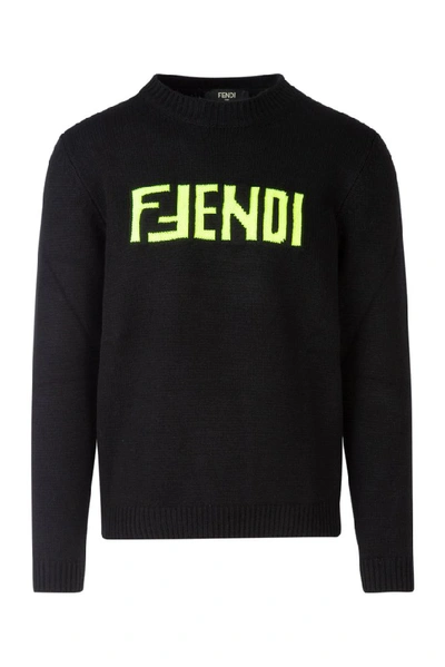 Shop Fendi Logo Sweater In Black