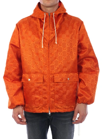Shop Gucci Off The Grid Hooded Jacket In Orange