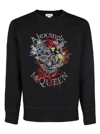 Shop Alexander Mcqueen Embroidered Skull Sweatshirt In Black