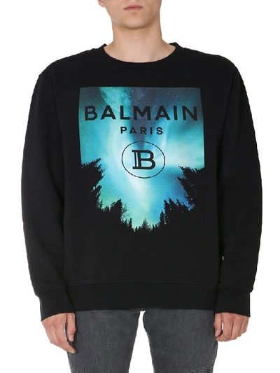 Shop Balmain Night Sky Print Sweatshirt In Black