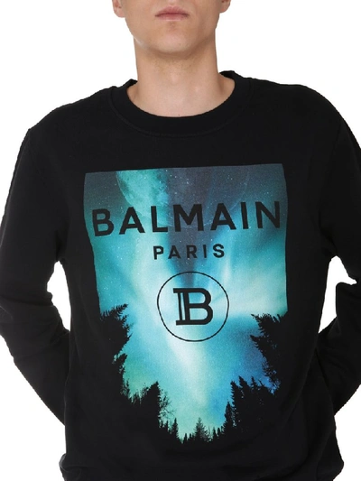 Shop Balmain Night Sky Print Sweatshirt In Black