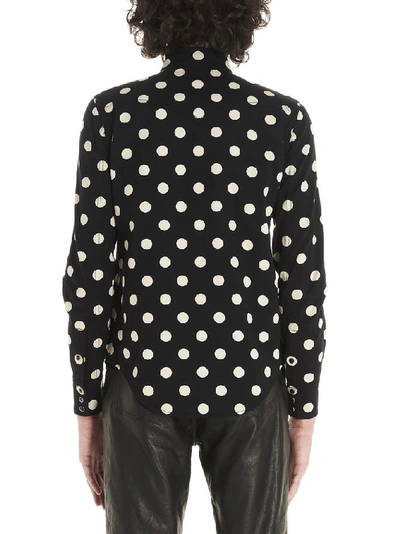 Shop Saint Laurent Polka Dot Shirt In Black