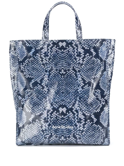 Shop Acne Studios Python-print Tote Bag In Blue