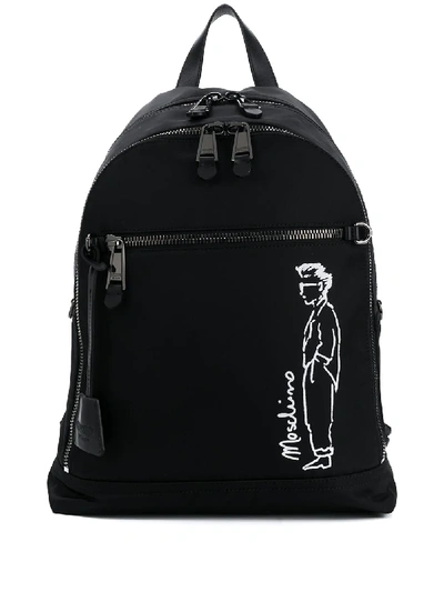Shop Moschino Illustration Print Backpack In Black
