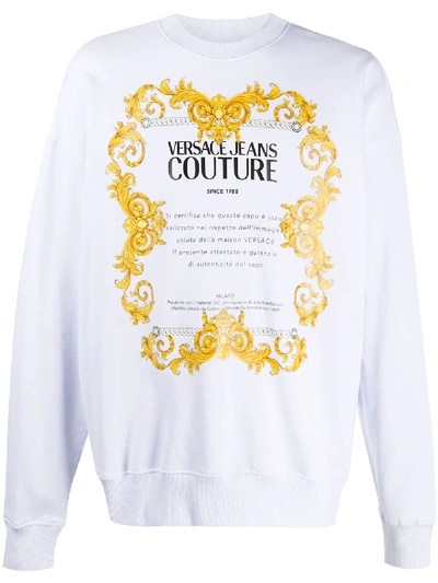 Shop Versace Jeans Couture Oversized Logo Print Sweatshirt In White