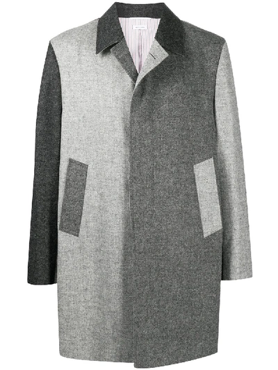 Shop Thom Browne Two-tone Wool Coat In Grey