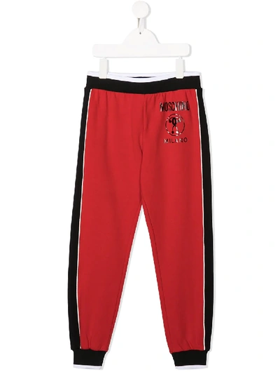 Shop Moschino Panelled Sweatpants In Red