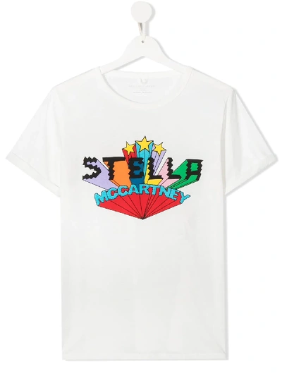 Shop Stella Mccartney Teen Logo Cotton T-shirt In White