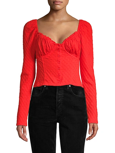 Shop Free People Long-sleeve Corset Top In Flame