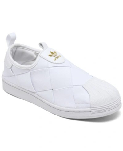 Shop Adidas Originals Women's Superstar Slip-on Casual Sneakers From Finish Line In Footwear White