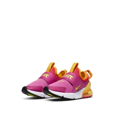 Shop Nike Little Girls Air Max 270 Extreme Stay-put Closure Casual Sneakers From Finish Line In Active Fuchsia, Volt