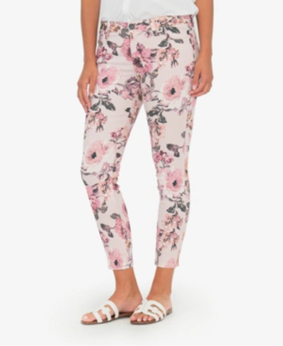 Shop Kut From The Kloth Connie Mid-rise Floral-print Skinny Jeans In Rose