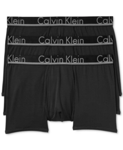 Shop Calvin Klein Men's Comfort Microfiber Trunk 3 Pack In Grey Shadow, Grey Shadow/black Stripe, Crater Lake