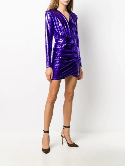 Shop Andamane Colette Ruched Mini Dress In Purple