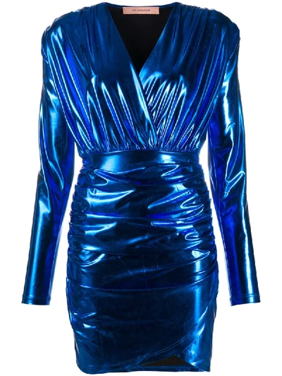 Shop Andamane Colette Ruched Mini Dress In Blue