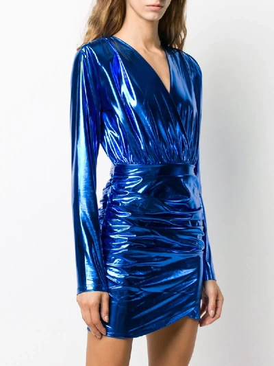 Shop Andamane Colette Ruched Mini Dress In Blue