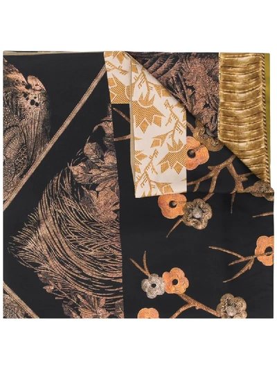 Shop Pierre-louis Mascia Mix-print Silk Scarf In Brown