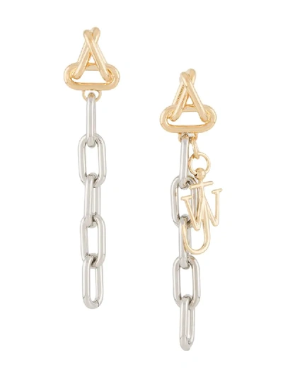 Shop Jw Anderson Logo Chain Earrings In Gold