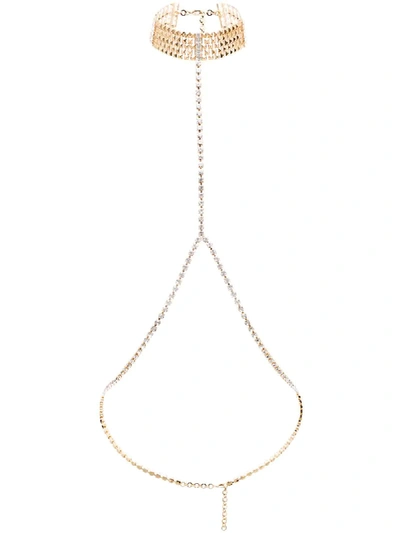 Shop Alessandra Rich Crystal Body Chain In Gold