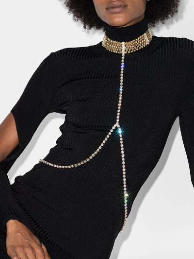 Shop Alessandra Rich Crystal Body Chain In Gold