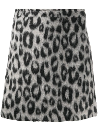 Shop Andamane Snow Leopard Felt Mini Skirt In Black