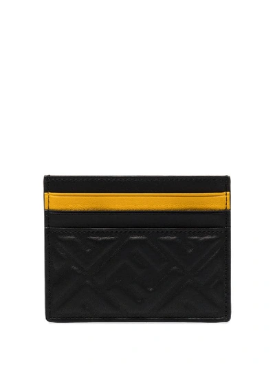 Shop Fendi Embossed Ff-motif Cardholder In Black