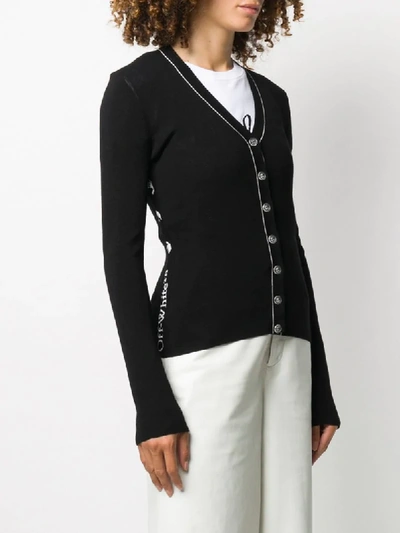 Shop Off-white Contrasting Trim Buttoned Cardigan In Black