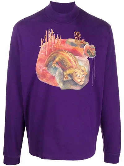 Shop Acne Studios Dinosaur Mock Neck T-shirt In Purple