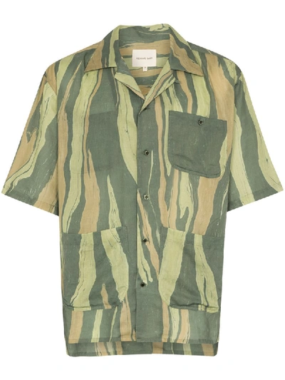 Shop Nicholas Daley Aloha Striped Short Sleeve Shirt In Green