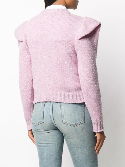 Shop Philosophy Di Lorenzo Serafini Structured-shoulders Wool Knit Jumper In Purple