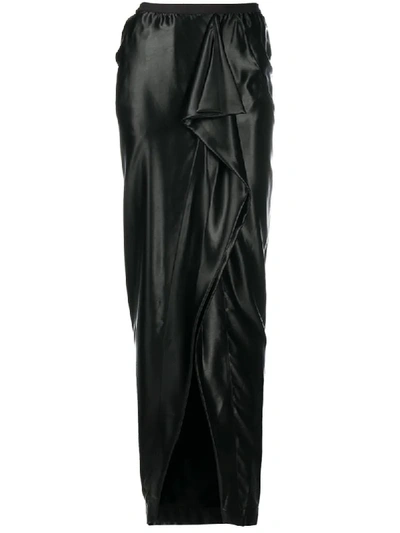 Shop Rick Owens Draped Maxi Skirt In Black