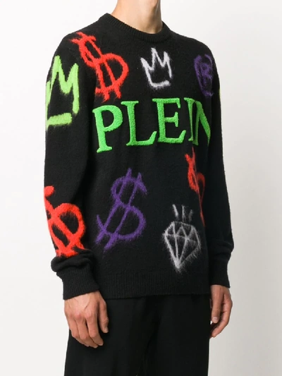 Shop Philipp Plein Graffiti Pattern Jumper In Black